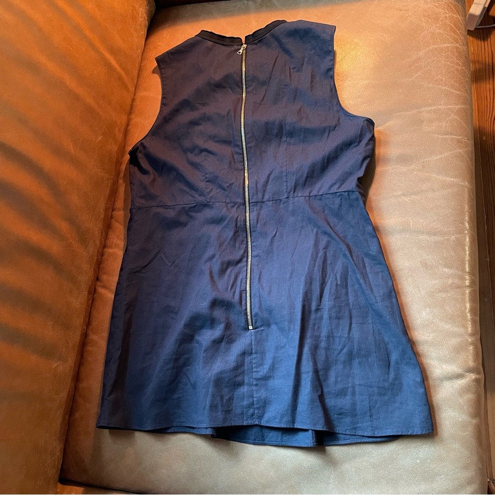 Marni cotton smock top w pockets navy blue summer w black trim collar - Picture 2 of 7